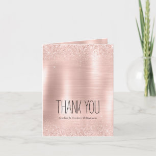 Tarjeta De Agradecimiento Rubor Glam Rosa Brillante Gracias