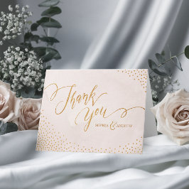 Tarjeta De Agradecimiento Rubor glamuroso destellos rosa oro caligrafía grac
