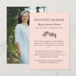 Tarjeta De Agradecimiento Rubor Grey Greenereneration Sympathy With Photo