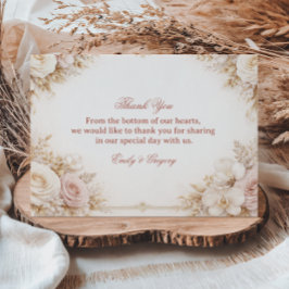 Tarjeta De Agradecimiento Rubor Neutral Floral Elegante