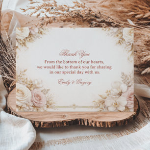 Tarjeta De Agradecimiento Rubor Neutral Floral Elegante