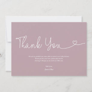 Tarjeta De Agradecimiento Rubor Pink Baby Shower Script Heart