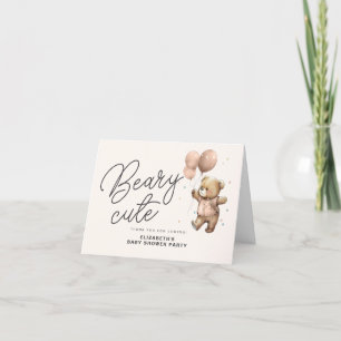 Tarjeta De Agradecimiento Rubor Pink Beary Cute Baby Shower