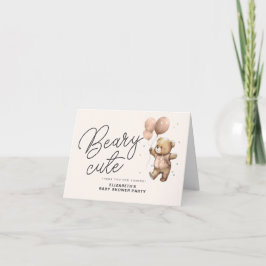 Tarjeta De Agradecimiento Rubor Pink Beary Cute Baby Shower