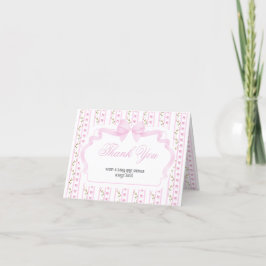 Tarjeta De Agradecimiento Rubor Pink Bows Floral Elegante Baby Shower