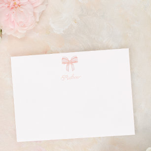 Tarjeta De Agradecimiento Rubor Pink Coquette Bow Flat