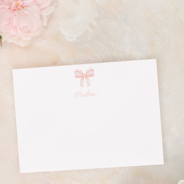 Tarjeta De Agradecimiento Rubor Pink Coquette Bow Flat (Subido por el creador)