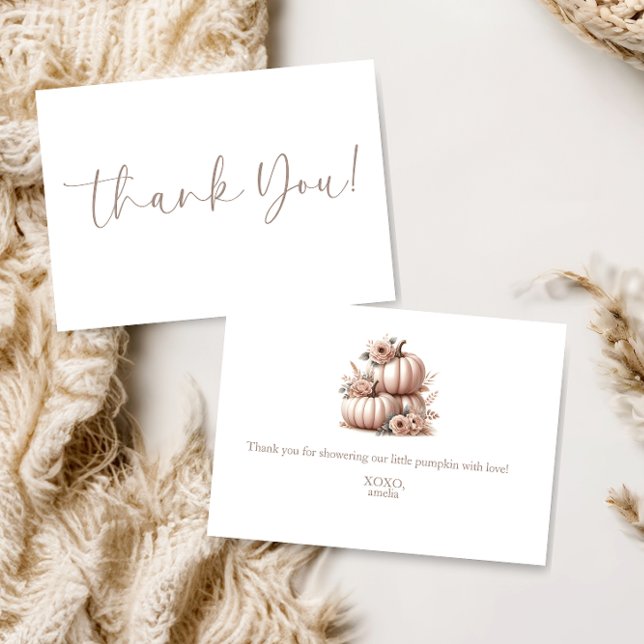 Tarjeta De Agradecimiento Rubor Pink Fall Pumpkin Highland Cow Gracias (Subido por el creador)