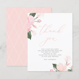 Tarjeta De Agradecimiento Rubor Pink Floral Baby Shower Gracias