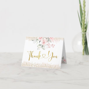 Tarjeta De Agradecimiento Rubor Pink Floral Baby Shower plegado