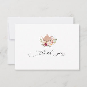 Tarjeta De Agradecimiento Rubor Pink Floral Bridal Tea Fiesta Gracias