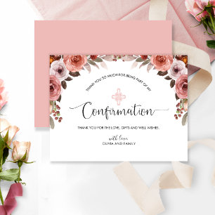 Tarjeta De Agradecimiento Rubor Pink Floral Confirmation Gracias