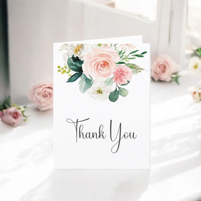 Tarjeta De Agradecimiento Rubor Pink Floral Gracias (Subido por el creador)