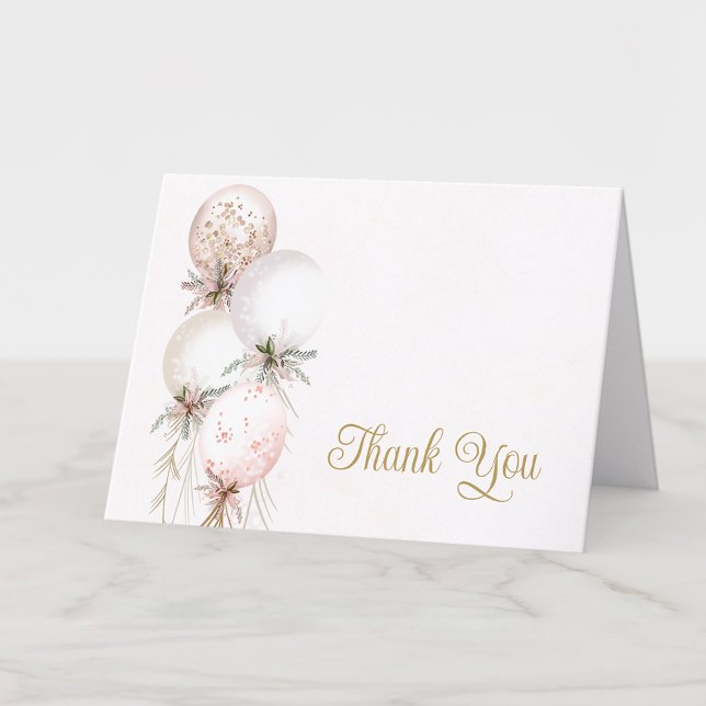 Tarjeta De Agradecimiento Rubor Pink Gold Balloon Baby Shower (Subido por el creador)