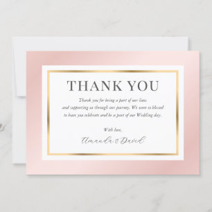 Tarjeta De Agradecimiento Rubor Pink Gold Moderno y Elegante Script Minimali