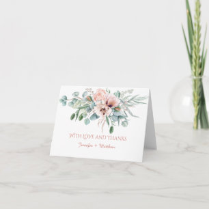 Tarjeta De Agradecimiento Rubor Pink Ivory Poppies Peonies Floral Gracias