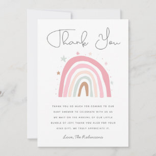 Tarjeta De Agradecimiento Rubor Pink Rainbow Chicas Baby Shower