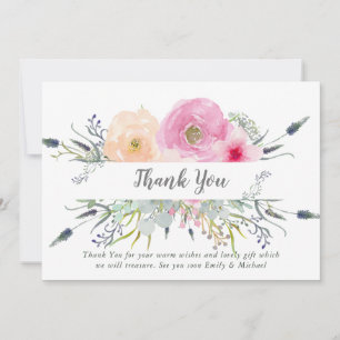 Tarjeta De Agradecimiento Rubor Pink Sage Gracias Card Boho Herbs