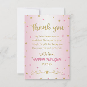 Tarjeta De Agradecimiento Rubor Pink Twinkle Twinkle Little Star Baby Shower