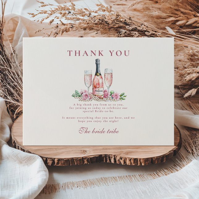 Tarjeta De Agradecimiento Rubor Prosecco Perlas celebración de la ducha de n (Subido por el creador)