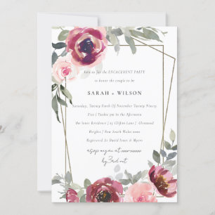 TARJETA DE AGRADECIMIENTO RUBOR RED BURGUNDY ROSA FLORAL INVITE