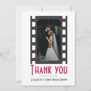 Tarjeta De Agradecimiento Rubor Rosa Moderno Floral Película Boda
