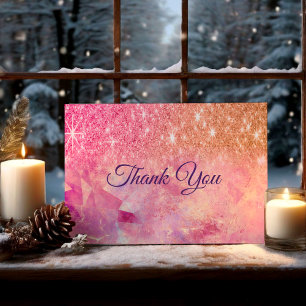 Tarjeta De Agradecimiento Rubor rosa ombre chic brillo rosa