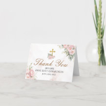 Rubor Roses rosados Primera Santa Comunión doblada