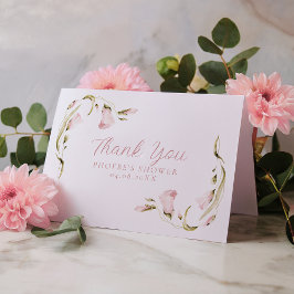 Tarjeta De Agradecimiento Rubor Watercolor Floral Bridal Shower Doble