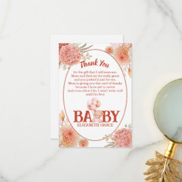 Tarjeta De Agradecimiento Rubor y Baby Shower de oso rosa