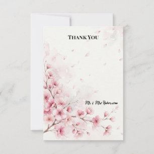 Tarjeta De Agradecimiento Rubor y Flor de Cerezo Sage Etéreo Romántico