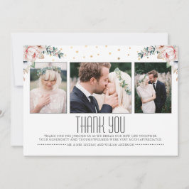 Tarjeta De Agradecimiento Rubor y Gold | Boda Floral Gracias Foto