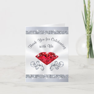 Tarjeta De Agradecimiento Ruby 40th Boda Aniversario Gracias Cartas