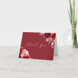 Tarjeta De Agradecimiento Ruby Red Roses Floral Boda
