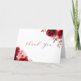 Tarjeta De Agradecimiento Ruby Red Wine Luxe Radiant Boda Floral