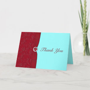 Tarjeta de agradecimiento Ruby Red y Aqua