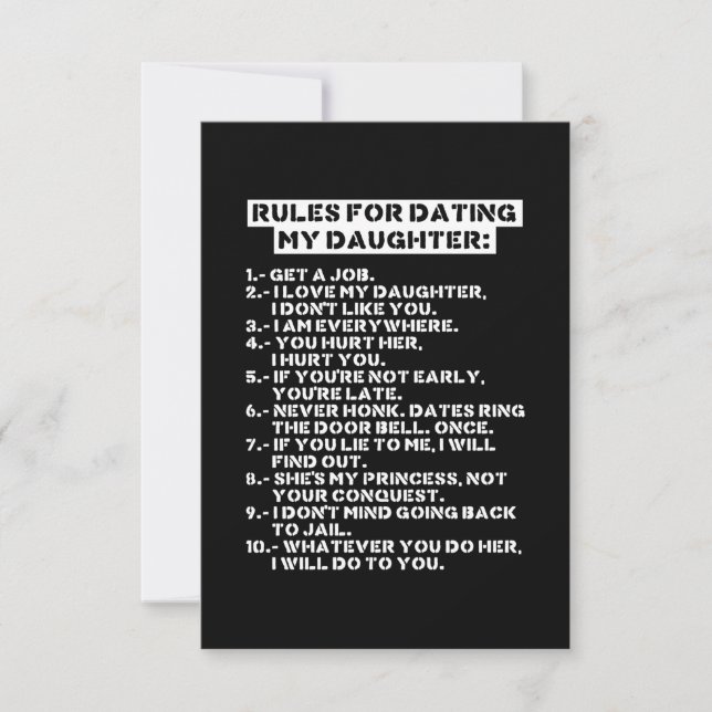Tarjeta De Agradecimiento Rules for dating my daughter (Anverso)