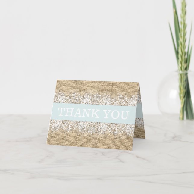 Tarjeta De Agradecimiento Ruslap Lace Blue Boy Gracias (Anverso)