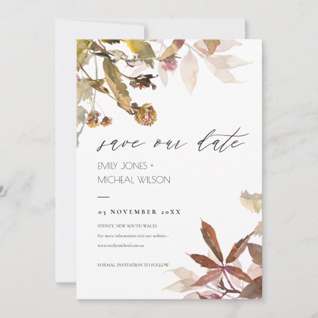 Tarjeta De Agradecimiento Rust Naranja Fall Tree Branch Guardar la invitació (Anverso)