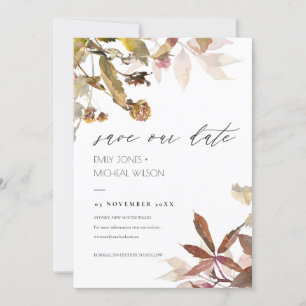 Tarjeta De Agradecimiento Rust Naranja Fall Tree Branch Guardar la invitació