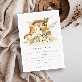 Tarjeta De Agradecimiento Rust Naranja Mushroom Fern Foliage Bridal Shower