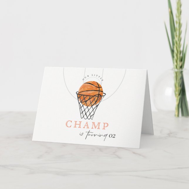 Tarjeta De Agradecimiento Rust Our Little Champ Basketball Any Age Birday (Anverso)