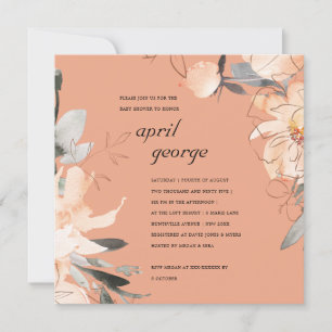 TARJETA DE AGRADECIMIENTO RUST TERRACOTTA BROWN FLORAL BABY SHOWER INVITE