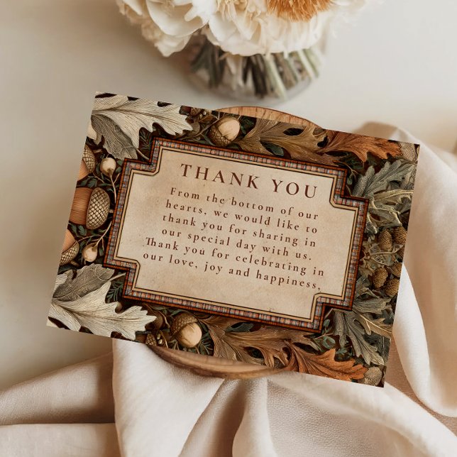 Tarjeta De Agradecimiento Rustic Acorn Woodland Wedding (Subido por el creador)