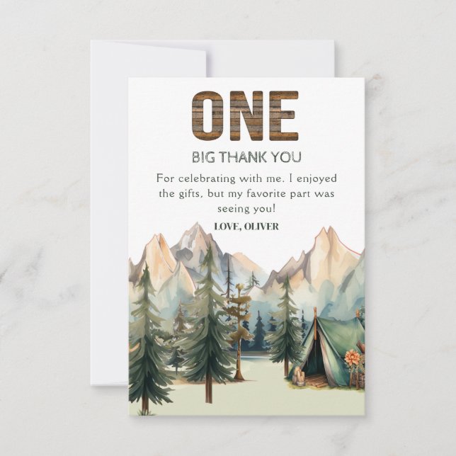 Tarjeta de agradecimiento Rustic Adventure Happy C (Anverso)