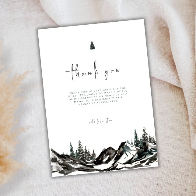 Tarjeta De Agradecimiento Rustic Adventure Mountain Forest Baby Shower (Rustic Adventure Mountain Forest Baby Shower Thank You Card)