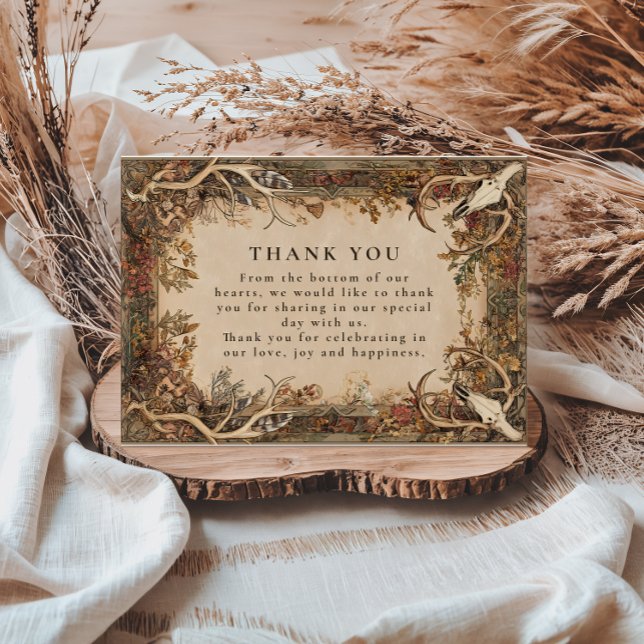 Tarjeta De Agradecimiento Rustic Antler Autumn Wedding (Subido por el creador)