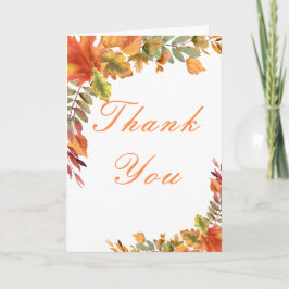 Tarjeta De Agradecimiento Rustic Autumn Fall Leaves Thanksgiving Party