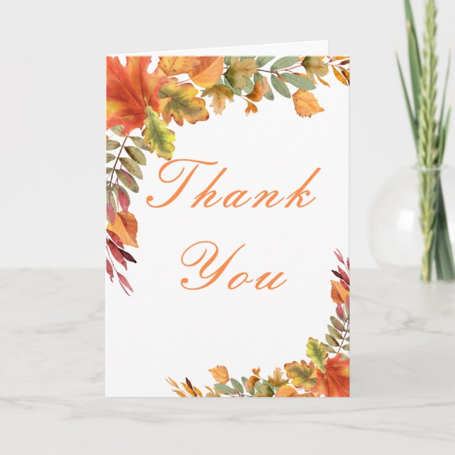 Tarjeta De Agradecimiento Rustic Autumn Fall Leaves Thanksgiving Party (Anverso)