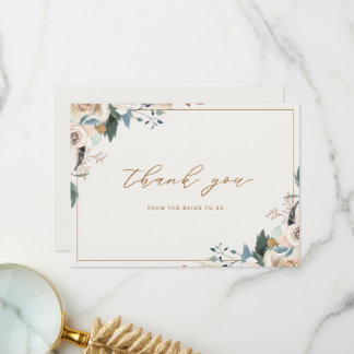 Tarjeta De Agradecimiento Rustic Autumn Floral Fall in Love Bridal Shower